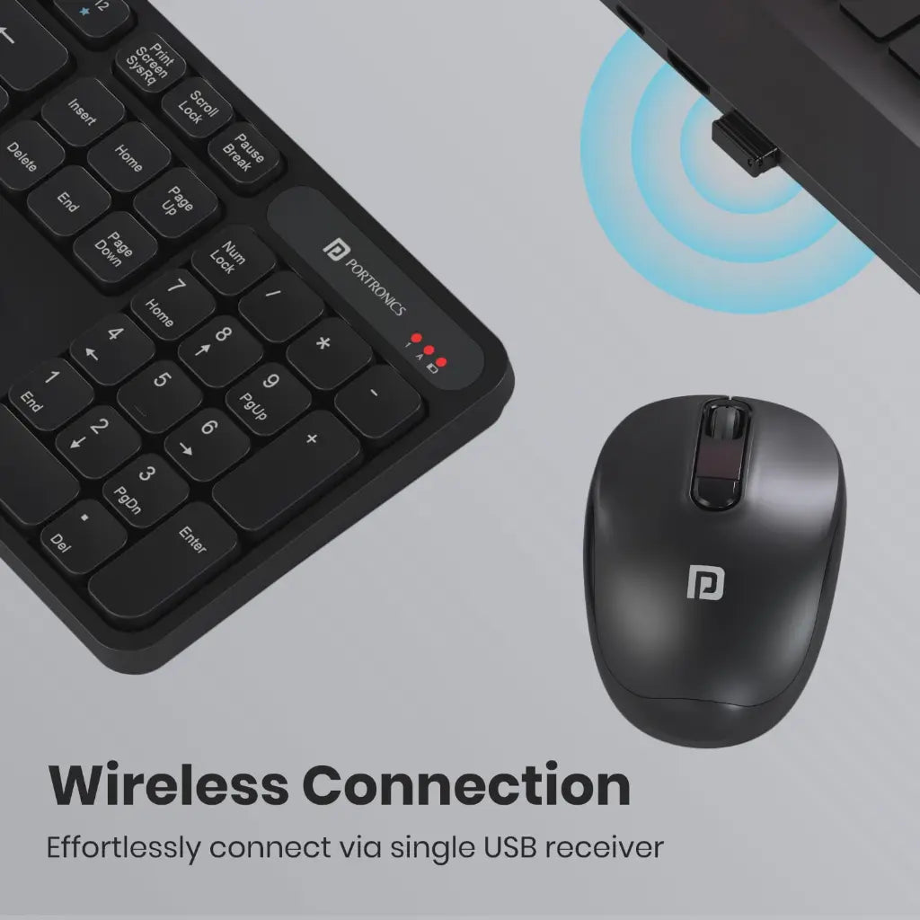 Portronics Key8 Combo POR 2400 Wireless Keyboard and Mouse Set Adjustable DPI-tpstech.in