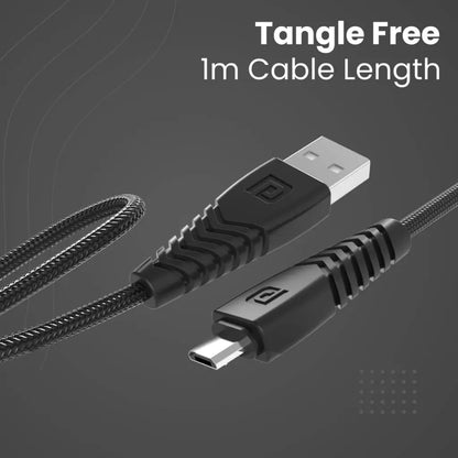 Portronics Konnect B POR 1233 Micro USB Cable 1M 3A Fast Charging - Black-tpstech.in
