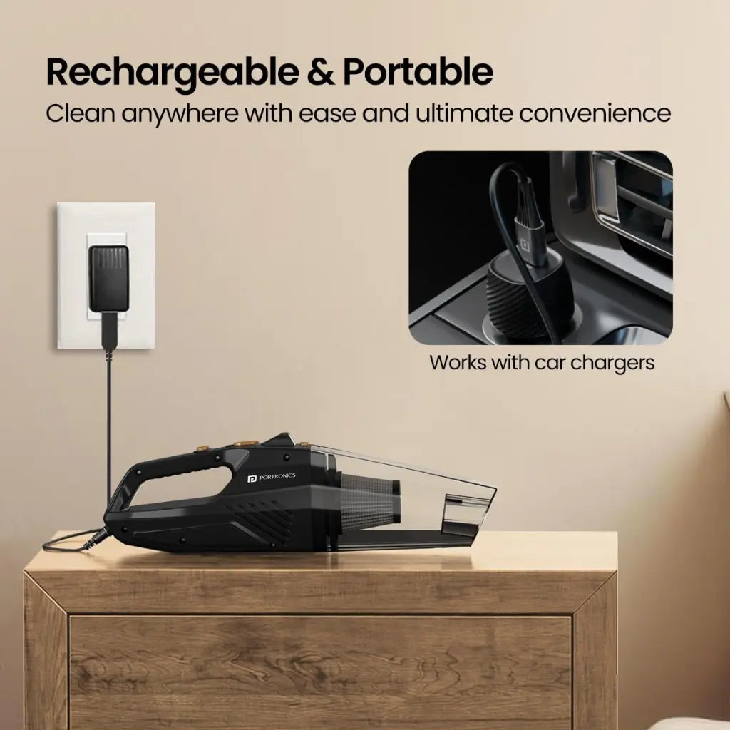Portronics Mopcop POR 2573 Rechargeable Handheld Vacuum Cleaner with Washable HEPA Filter-tpstech.in