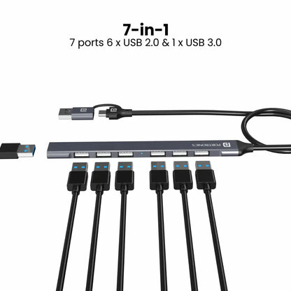 Portronics Mport 7 POR 1792 7 Port USB Hub with Type C and USB A Convertible Heads-tpstech.in