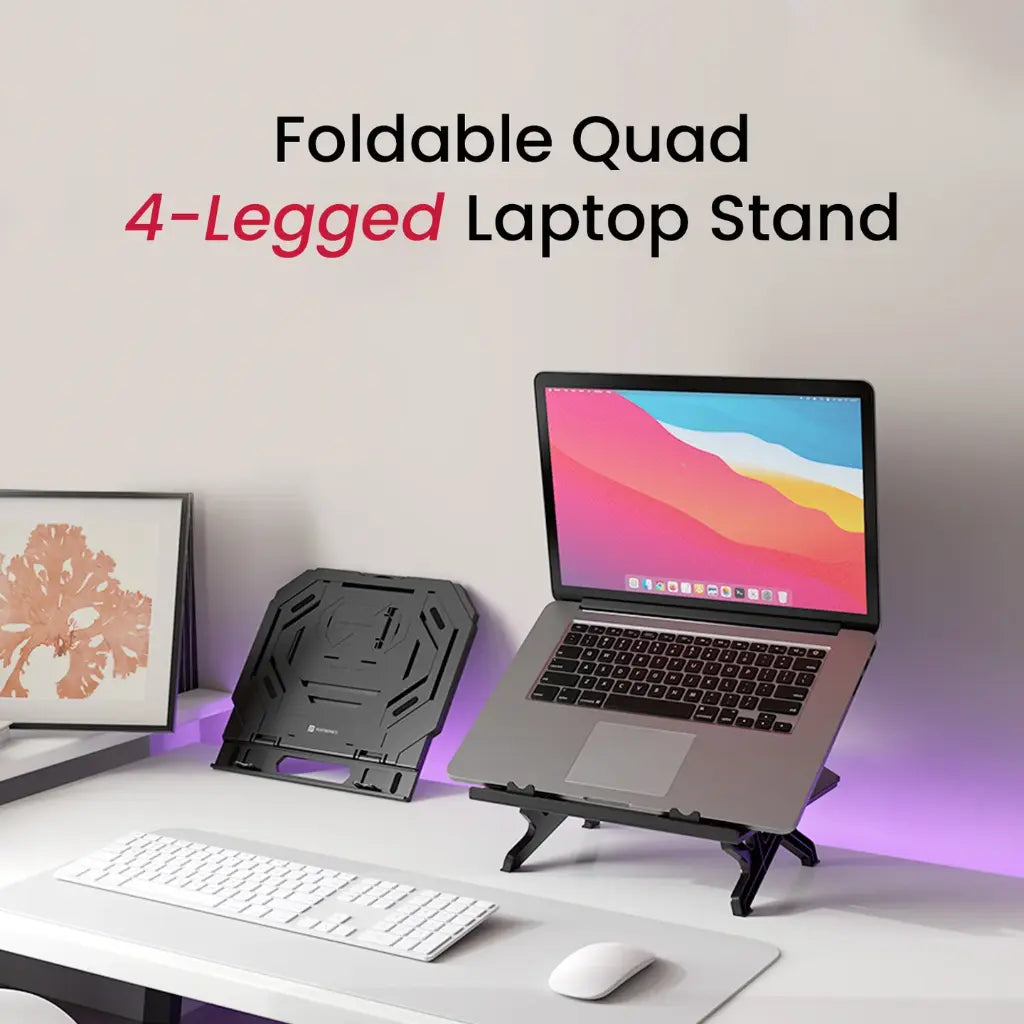 Portronics My Buddy Hexa 33 POR 1924 Laptop Stand with 10 Adjustable Heights & Phone Holder-tpstech.in
