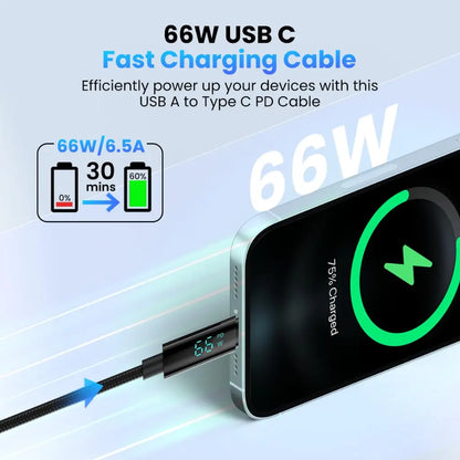 Portronics POR 2050 Konnect View 66W Type C Fast Charging Cable-tpstech.in