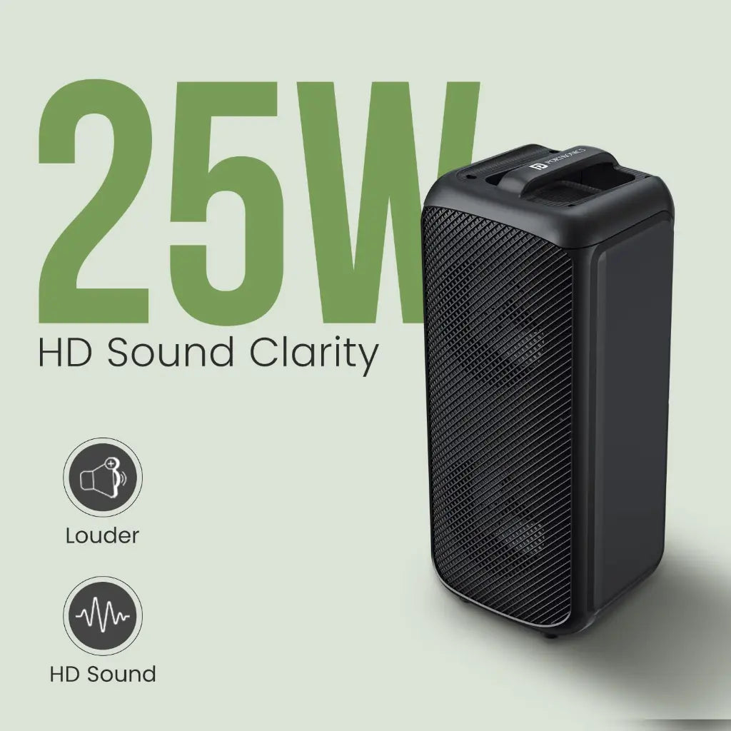 Portronics Rumble POR 2345 25W Bluetooth 5.3 Party Speaker with Wired Mic 5 Hour Playtime-tpstech.in