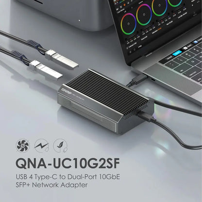QNAP QNA‑UC10G2SF USB4 Type‑C to Dual‑Port 10GbE SFP+ Network Adapter-tpstech.in