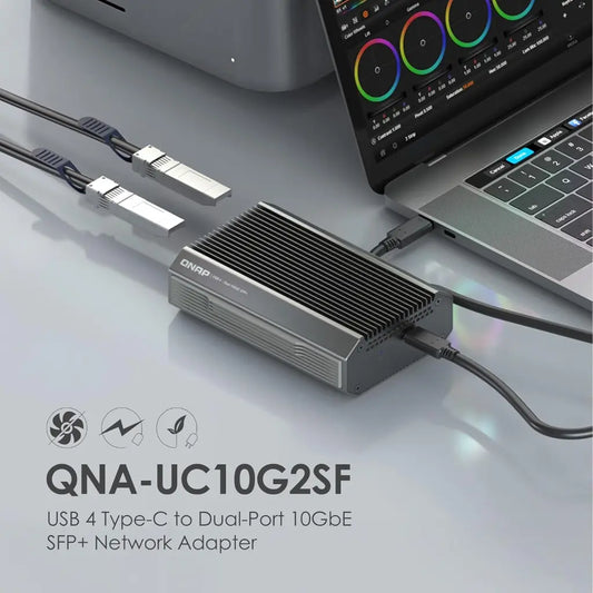 QNAP QNA‑UC10G2SF USB4 Type‑C to Dual‑Port 10GbE SFP+ Network Adapter-tpstech.in