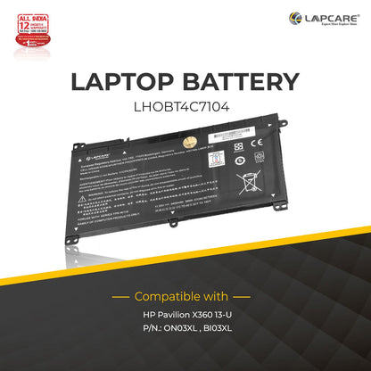 HP Pavilion X360 13-U Compatible Laptop Battery 3400mAh 39.27Wh 11.55V 3 Cell - ON03XL