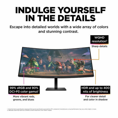 HP OMEN 34C 780K9AA 34" WQHD 165Hz 1ms Curved Gaming Monitor
