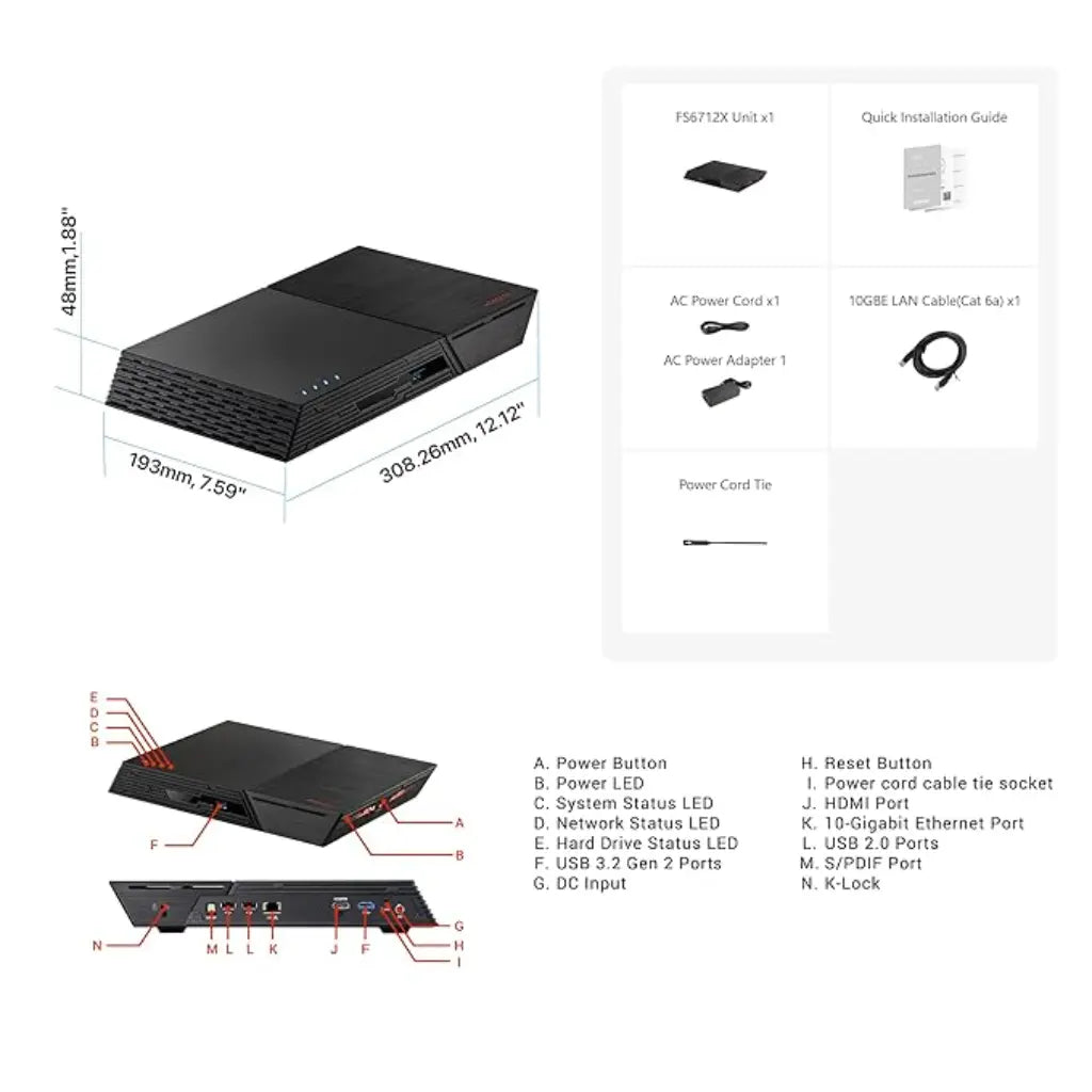 ASUSTOR FS6712X Flashstor 12 Pro 12 Bay M.2 NVMe SSD NAS-tpstech.in