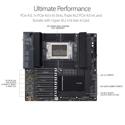 ASUS PRO WS WRX80E SAGE SE WIFI AMD WRX80 Chipset sWRX8 Socket DDR4 EEB Workstation Motherboard-tpstech.in
