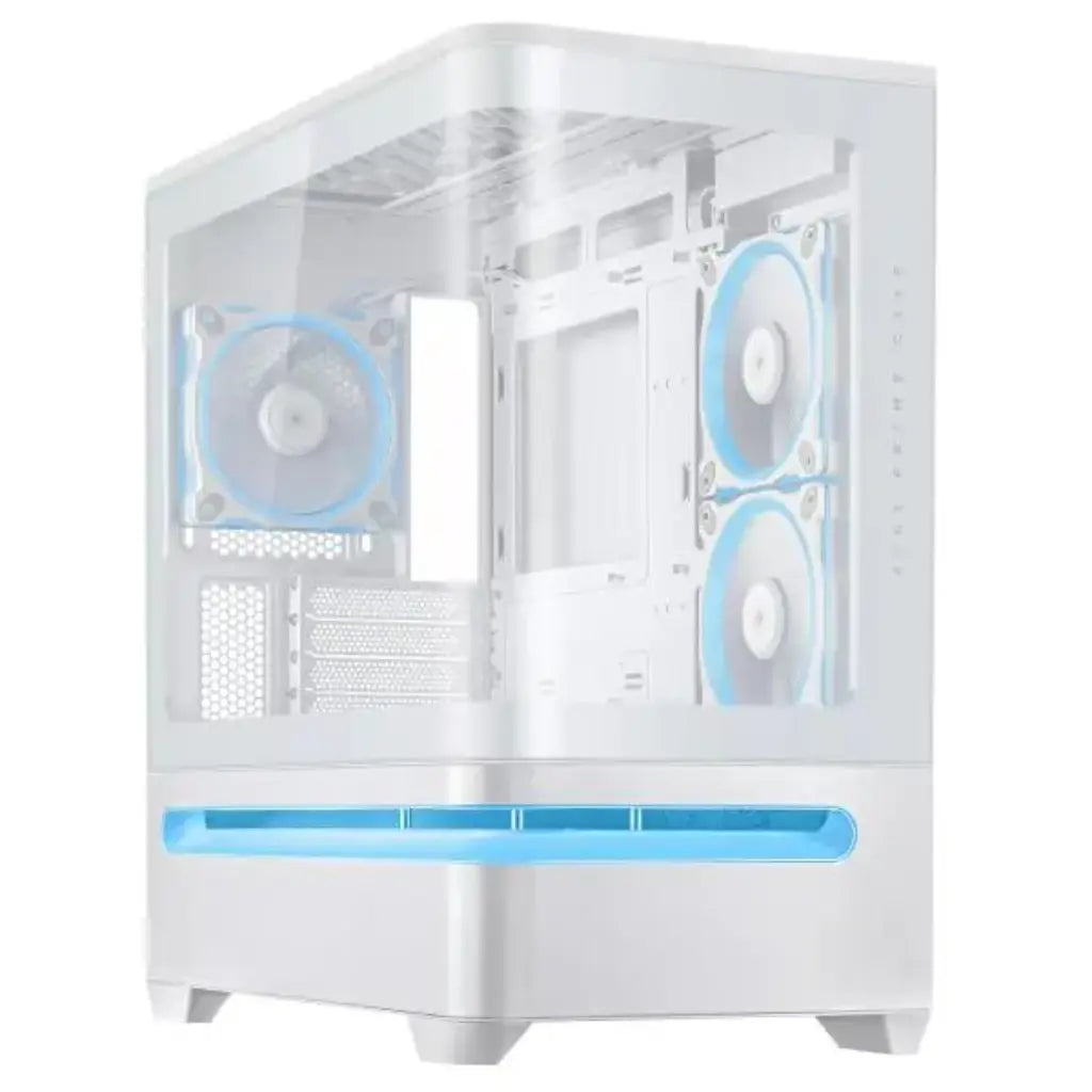 ASUS Prime AP202 TG ARGB Micro‑ATX Computer Case with Curved Tempered Glass- White-tpstech.in