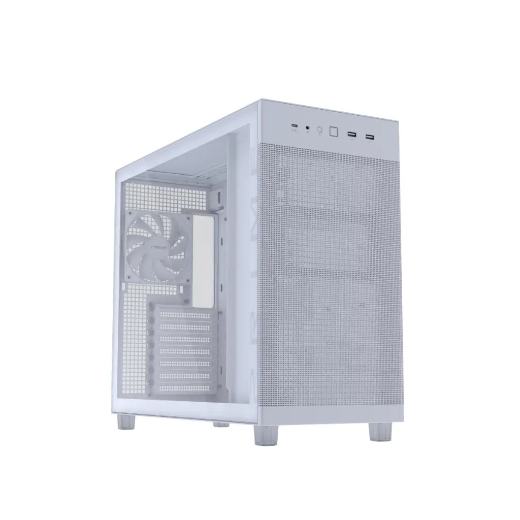 ASUS Prime AP303 Tempered Glass ATX Mid‑Tower Computer Case with 360mm Radiator Support- White-tpstech.in
