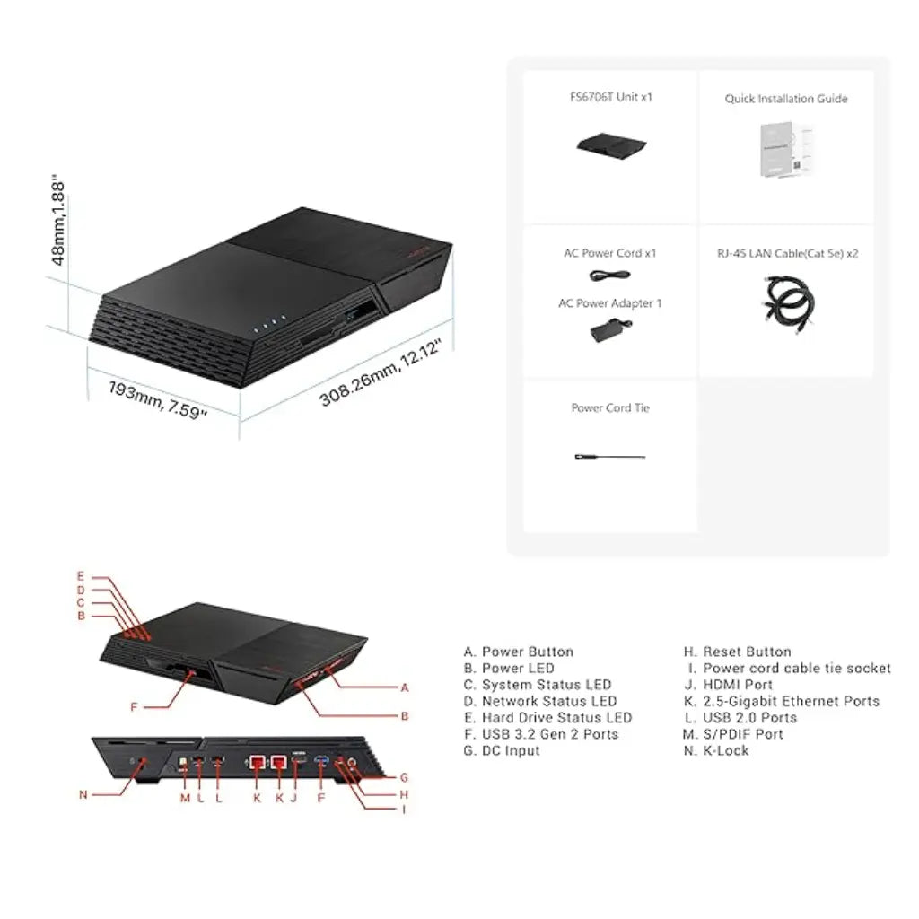 Asustor Flashstor 6 FS6706T 6 Bay M.2 NVMe SSD NAS-tpstech.in