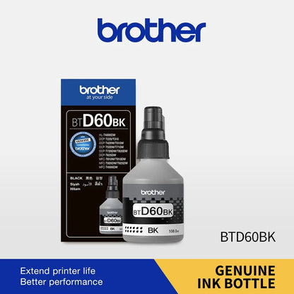Brother BT‑D60BK Original Black Ink Bottle 108ml Ultra High Yield Ink Refill for Brother DCP‑T & MFC‑T Series Printers-tpstech.in