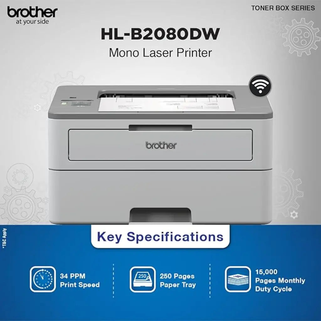 Brother HL-B2080DW Wireless Monochrome Laser Printer with Auto Duplex Printing-tpstech.in