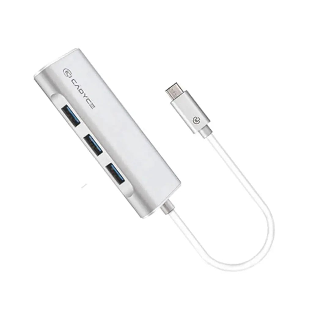 Cadyce CA-C3HE USB-C to 3-Port USB 3.0 Hub with Gigabit Ethernet Adapter-tpstech.in