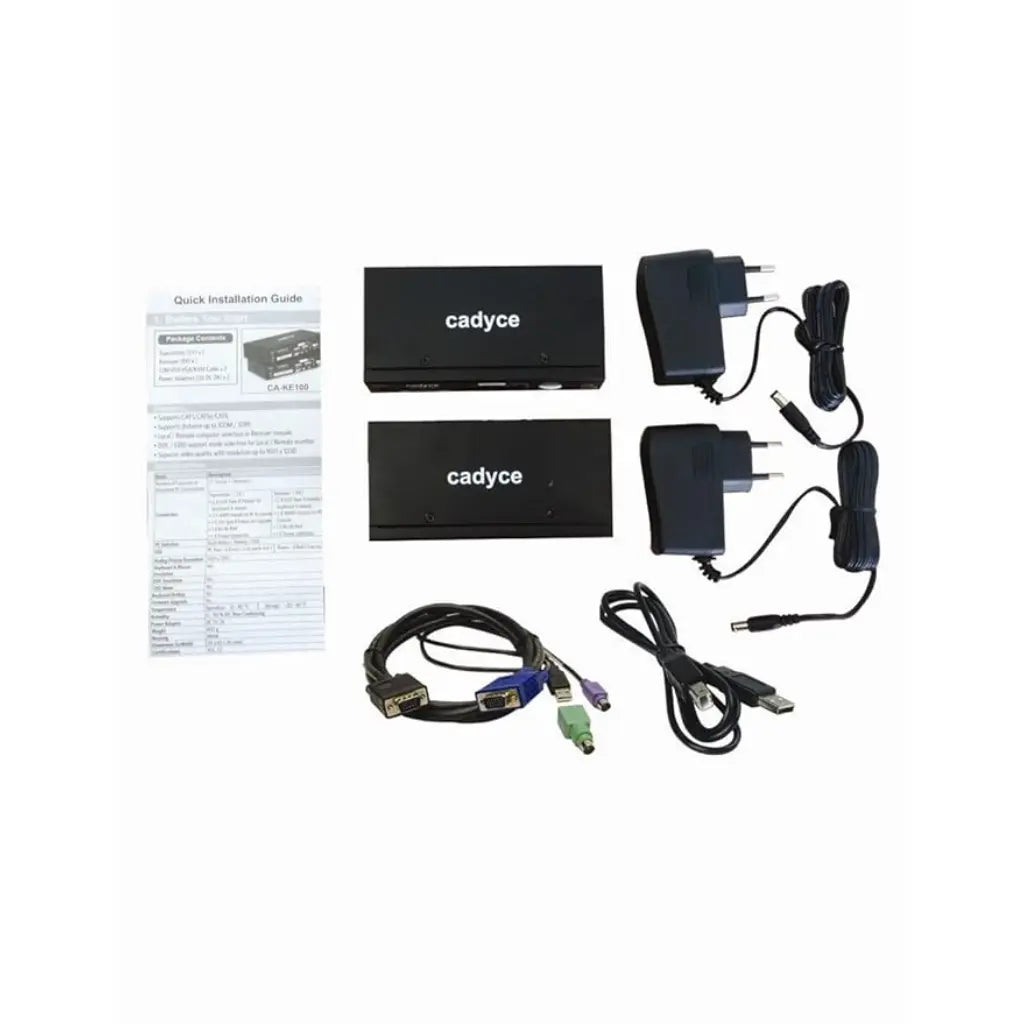 Cadyce CA-KE100 USB KVM Extender 100M Over CAT5e/CAT6 Supports 1920x1200 Resolution-tpstech.in