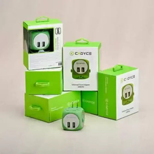 Cadyce CA-UTA Universal Travel Adapter with Dual USB Ports Built-in 6A Fuse Protection – Green-tpstech.in