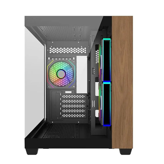 Cooler Master Elite 481 Wood mATX Dual‑Chamber PC Case with Natural Wood Front Panel-tpstech.in