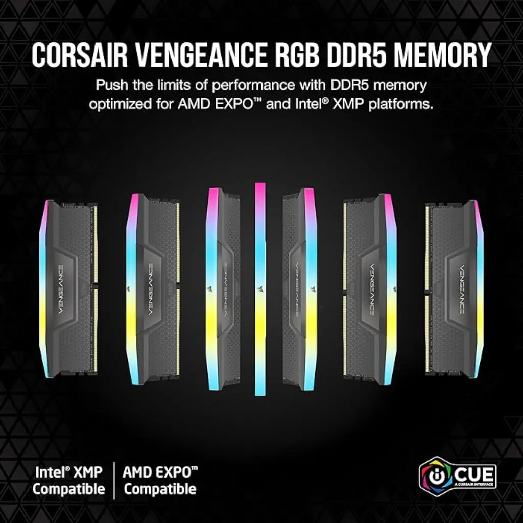 Corsair Vengeance RGB 96GB (48GBx2) DDR5 RAM 6000MHz CL30 288-Pin Desktop Memory-tpstech.in