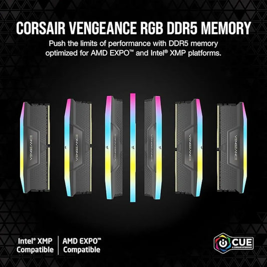 Corsair Vengeance RGB 96GB (48GBx2) DDR5 RAM 6000MHz CL30 288-Pin Desktop Memory-tpstech.in