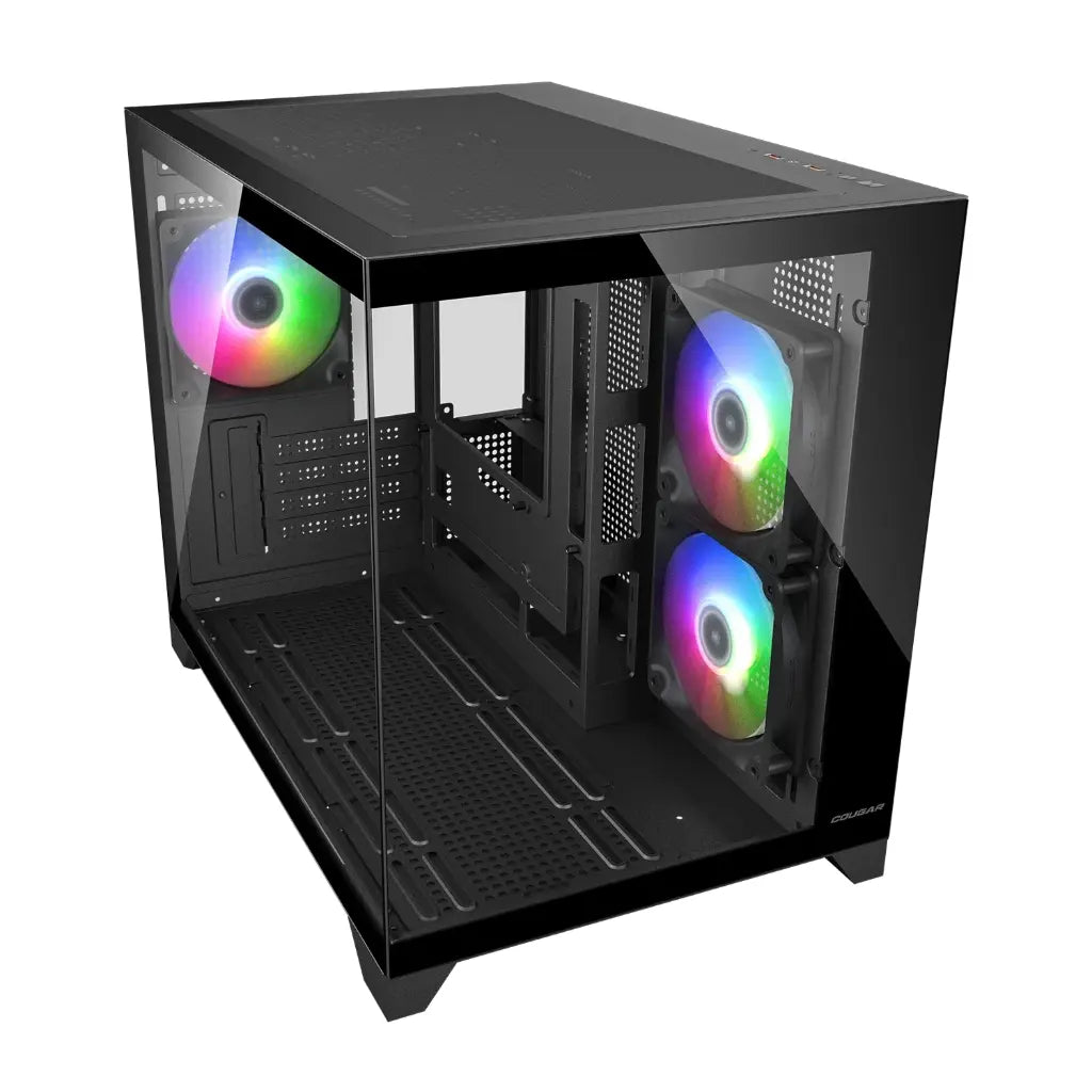 Cougar FV150 Mini RGB Mini Tower Computer Case with Dual Chamber Design Tempered Glass Panels-tpstech.in