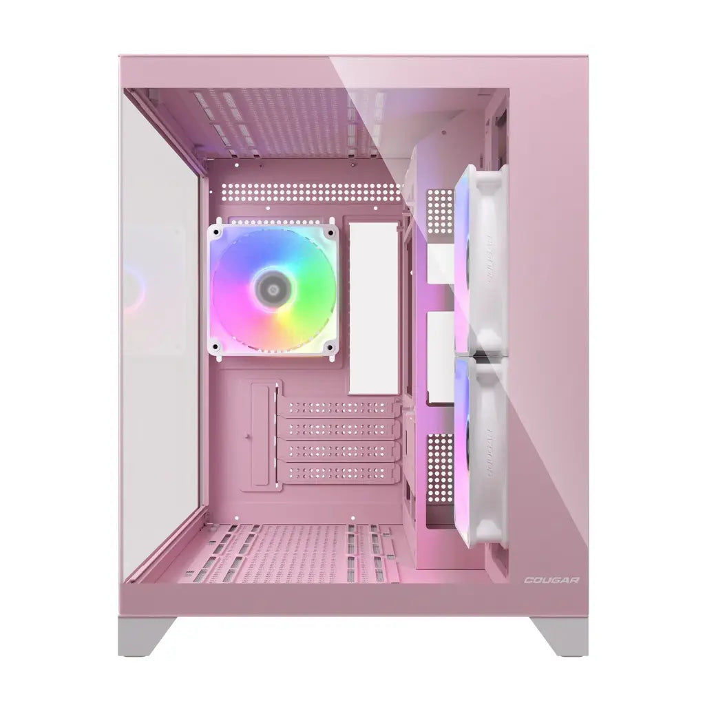 Cougar FV150 Mini RGB Mini Tower Computer Case with Dual Chamber Design Tempered Glass Panels - Pink-tpstech.in