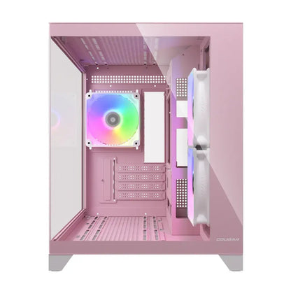 Cougar FV150 Mini RGB Mini Tower Computer Case with Dual Chamber Design Tempered Glass Panels - Pink-tpstech.in