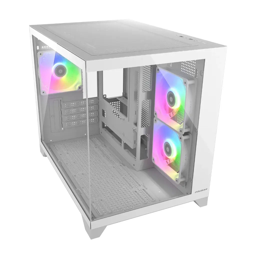 Cougar FV150 Mini RGB Mini Tower Dual‑Chamber PC Case with Tempered Glass - White-tpstech.in
