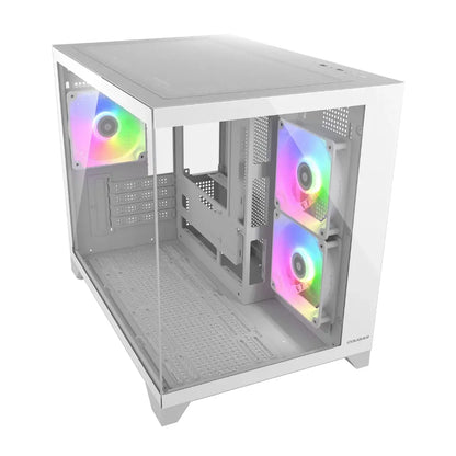 Cougar FV150 Mini RGB Mini Tower Dual‑Chamber PC Case with Tempered Glass - White-tpstech.in