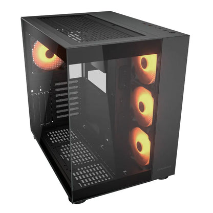 Cougar FV150 RGB Tempered Glass Mid Tower Dual-Chamber ATX Computer Case with 4 Pre-Installed ARGB Fans-  Black-tpstech.in