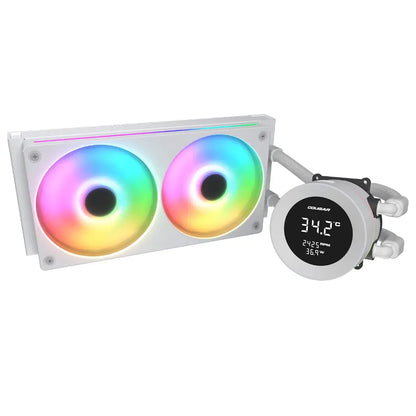 Cougar Poseidon Vistek ARGB 240mm CPU Liquid Cooler with 1.9‑Inch Display - White-tpstech.in