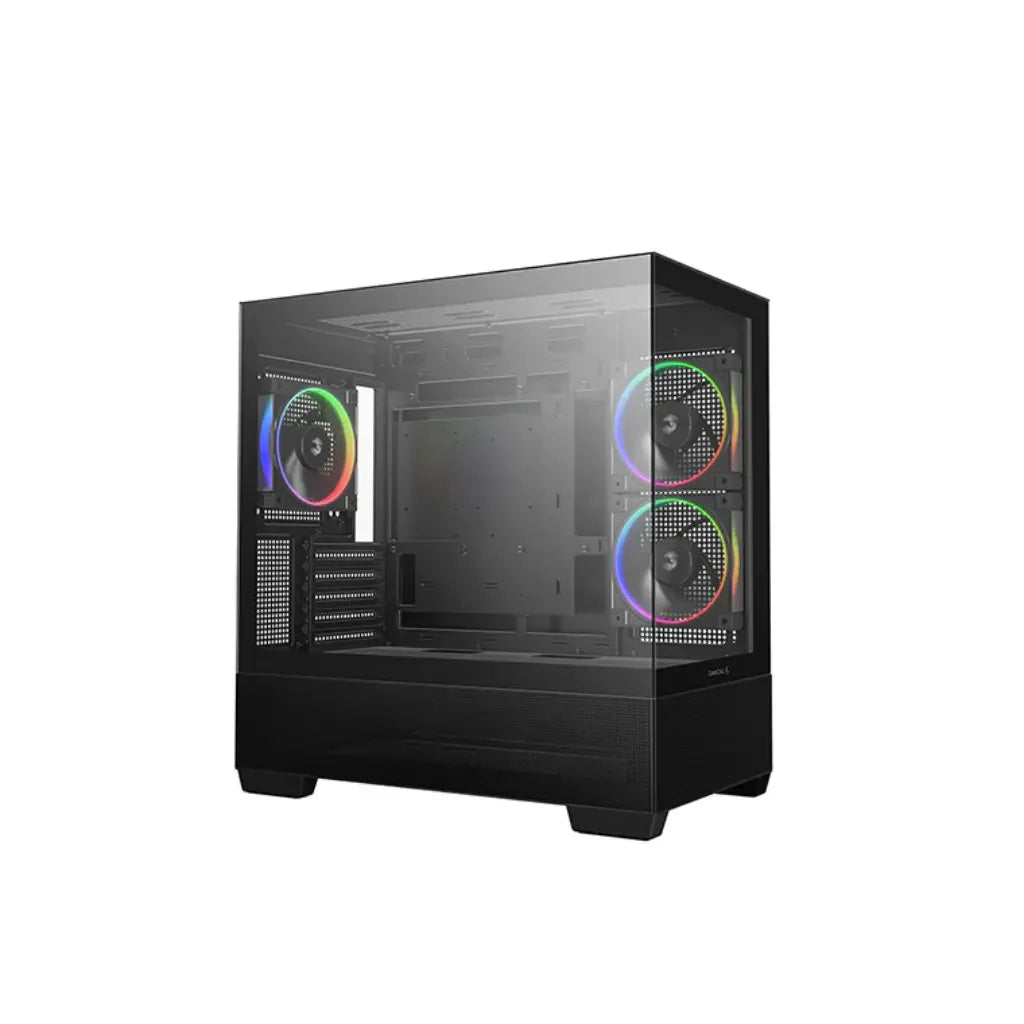 DeepCool CG380 3F Panoramic Dual‑Tempered Glass Micro‑ATX Computer Case - Black-tpstech.in
