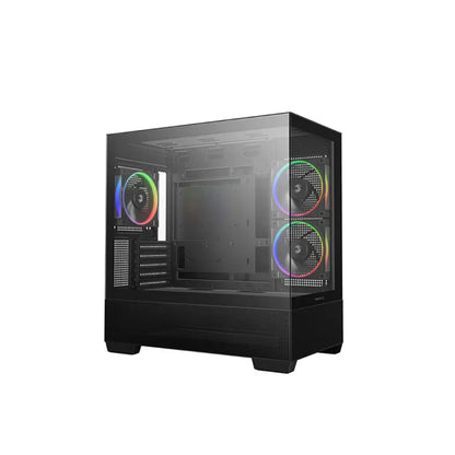 DeepCool CG380 3F Panoramic Dual‑Tempered Glass Micro‑ATX Computer Case - Black-tpstech.in