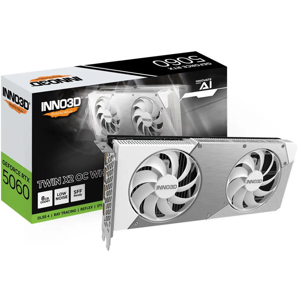 INNO3D GeForce RTX 5060 Twin X2 OC 8GB GDDR7 Graphics Card - White-tpstech.in