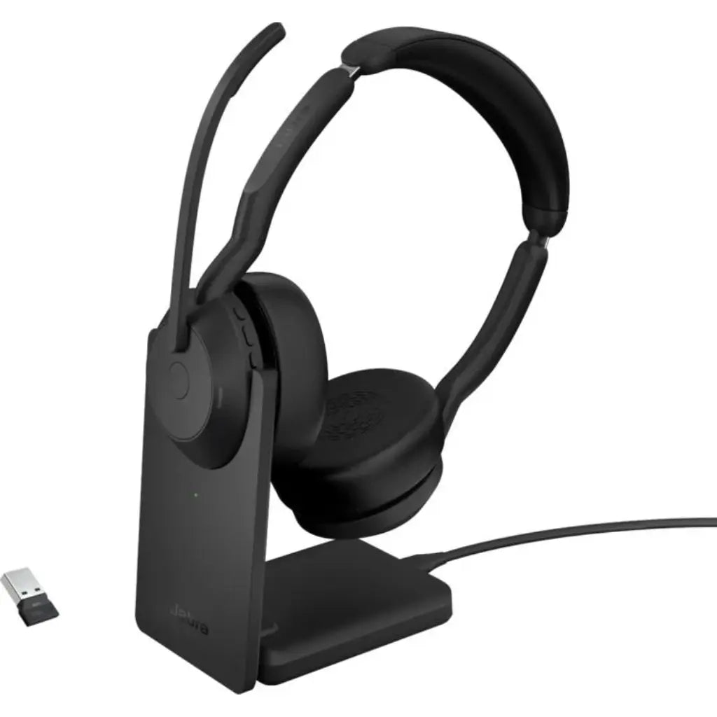 Jabra Evolve2 55 UC Stereo USB‑A Bluetooth Headset with Active Noise Cancellation & Charging Stand-tpstech.in