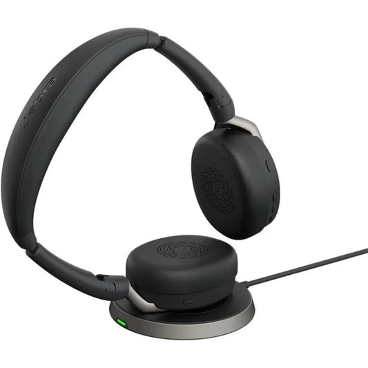 Jabra Evolve2 65 Flex MS Stereo Wireless Bluetooth Headset with Hybrid ANC & Wireless Charging Pad-tpstech.in