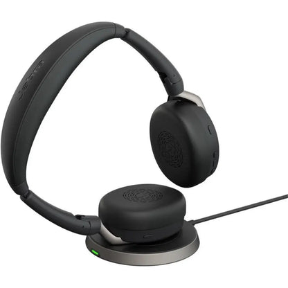 Jabra Evolve2 65 Flex MS Stereo Wireless Bluetooth Headset with Hybrid ANC & Wireless Charging Pad-tpstech.in