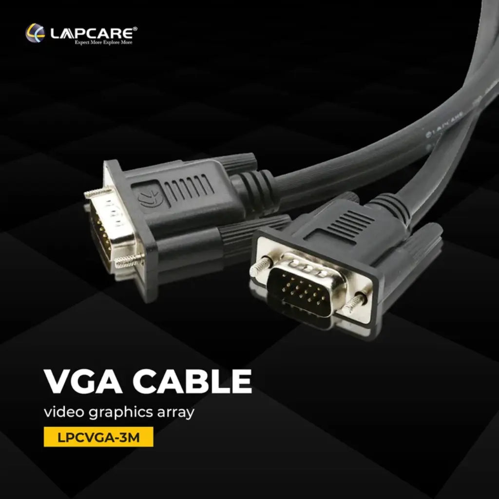 Lapcare LOIOVG6336 Premium VGA Cable 3M Triple Shielded EMI/RFI Protection-tpstech.in