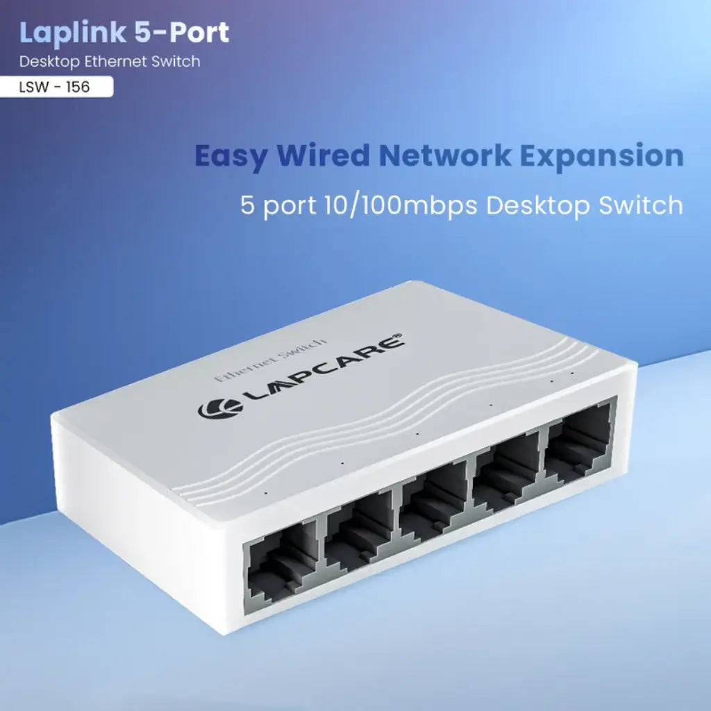 Lapcare Laplink 5 Port Desktop Ethernet Switch - White-tpstech.in