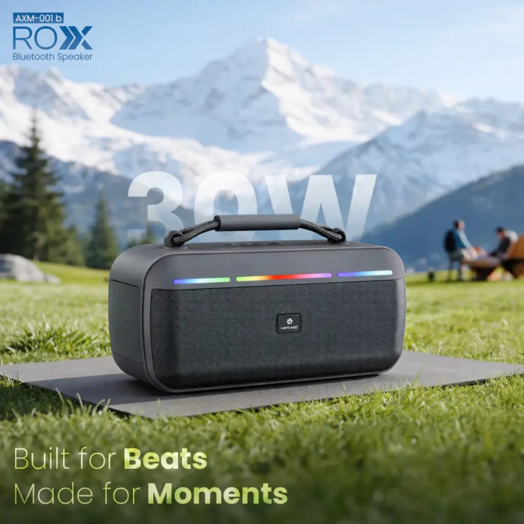 Lapcare Roxx 30W Portable Party Speaker with RGB Lights TWS Function 8H Playtime-tpstech.in