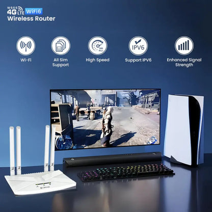 Lapcare W666 4G SIM WiFi 6 Router with 4 High‑Gain Antennas-tpstech.in