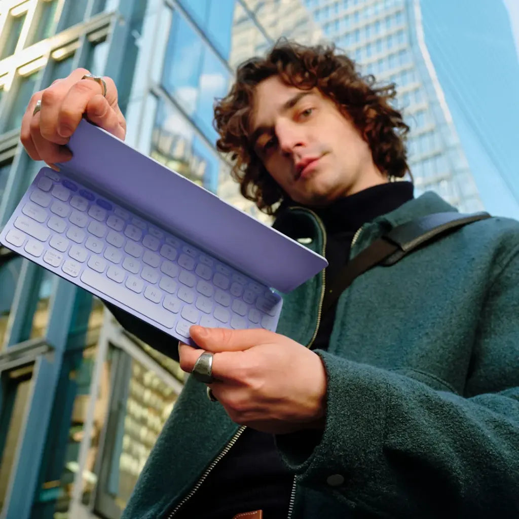 Logitech Keys-To-Go 2 Universal Wireless Bluetooth Keyboard with Built-in Cover - Lilac-tpstech.in