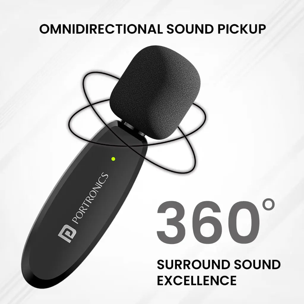 Portronics Vlogmate POR 2320 Dual Wireless Microphone with Type C-tpstech.in
