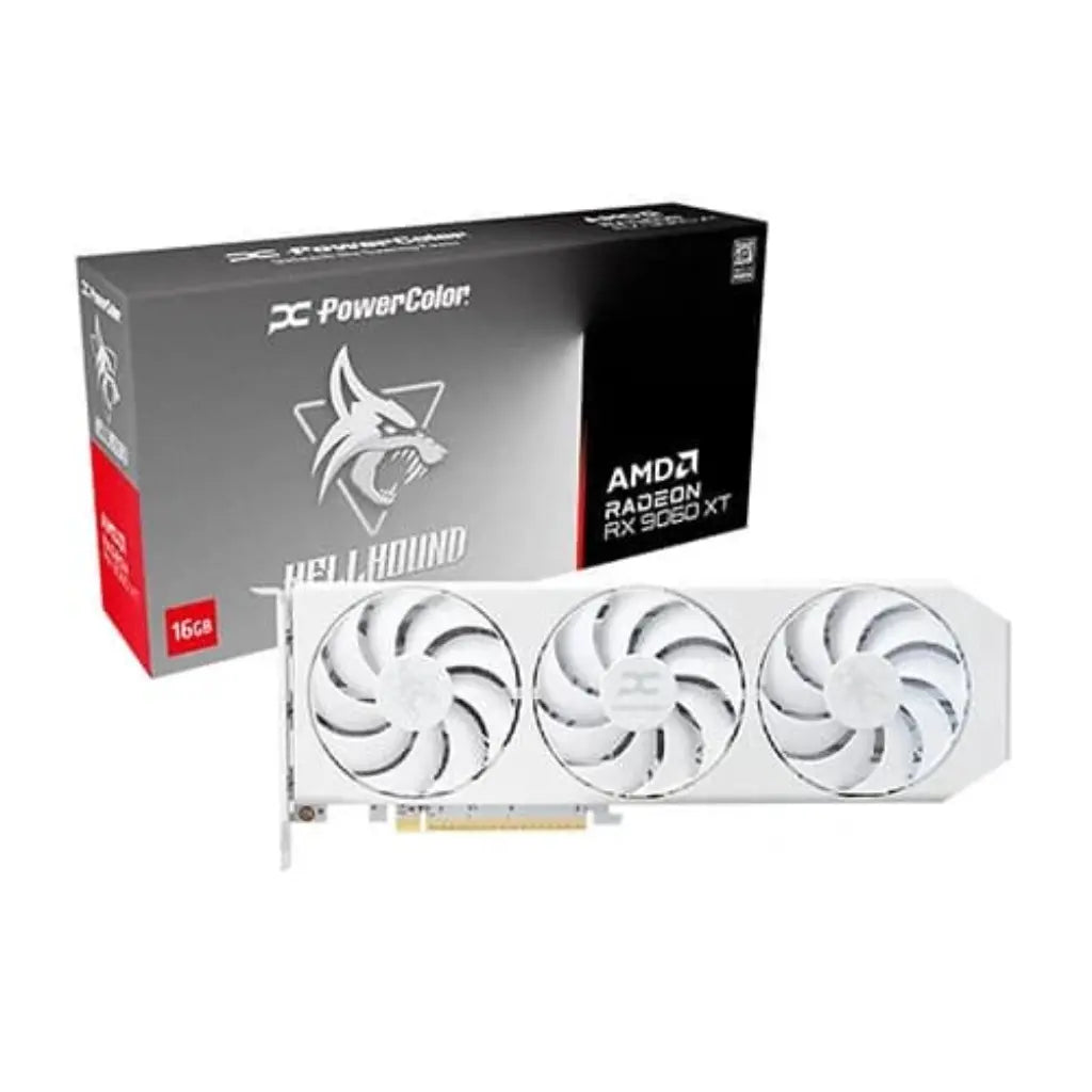 PowerColor Hellhound Spectral AMD Radeon RX9060XT 16GB GDDR6 Graphics Card - White-tpstech.in