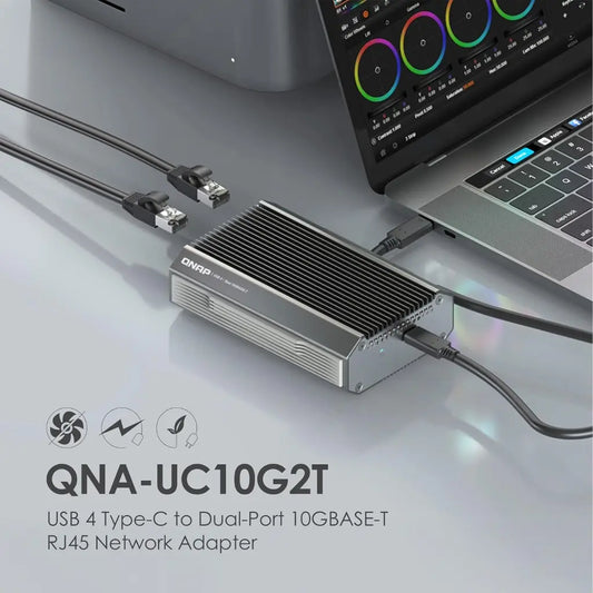QNAP QNA‑UC10G2T USB4 Type‑C Dual‑Port 10GBASE‑T RJ45 Network Adapter-tpstech.in
