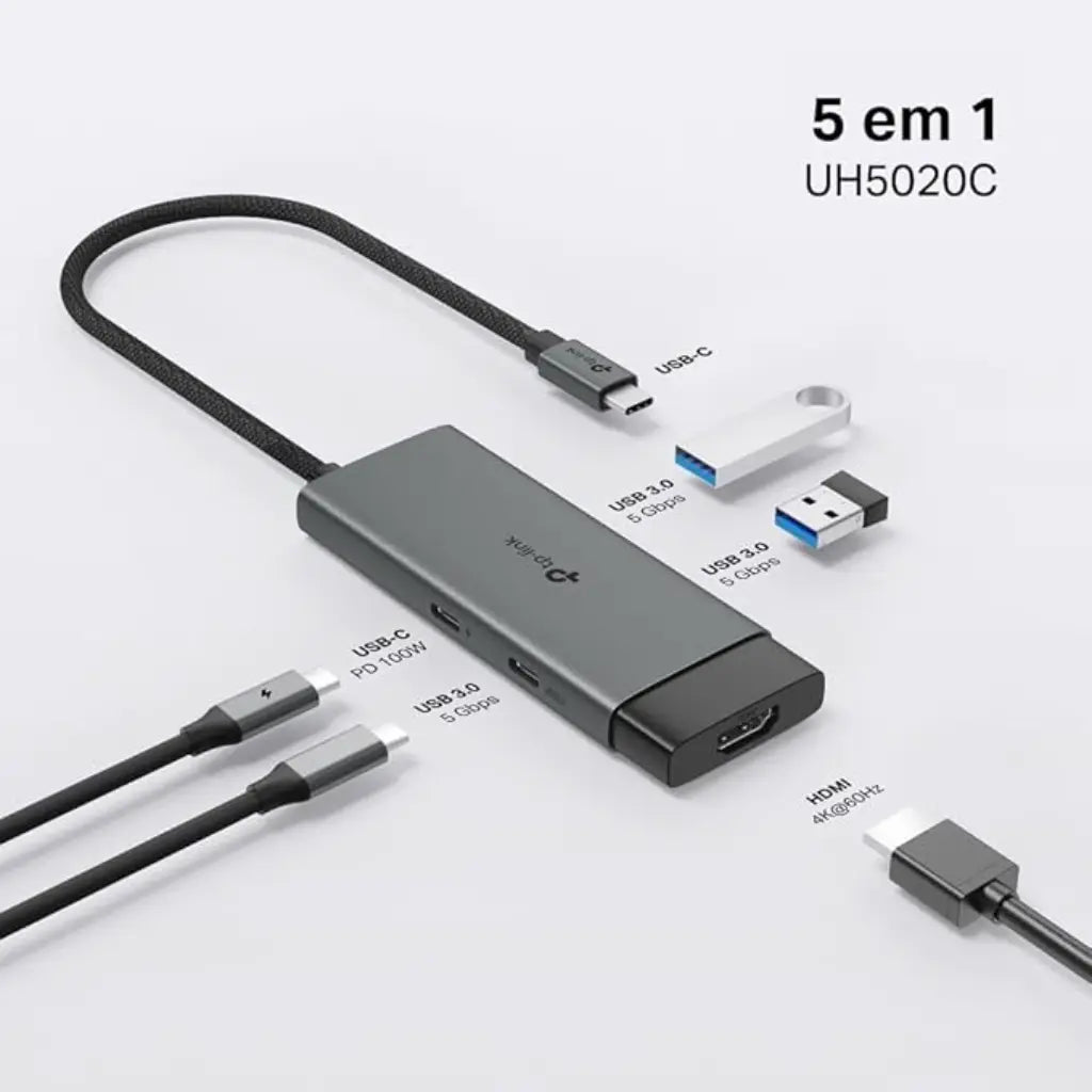 TP-Link UH5020C USB Type-C 5-in-1 Hub with 4K@60Hz HDMI 100W PD Charging USB-C & USB-A Ports-tpstech.in