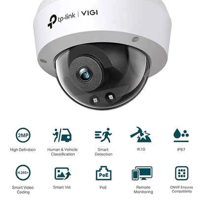 TP-Link VIGI C220I V1 2MP IR Dome Network Camera with AI Detection  IK10 Vandal-Proof & IP67-tpstech.in