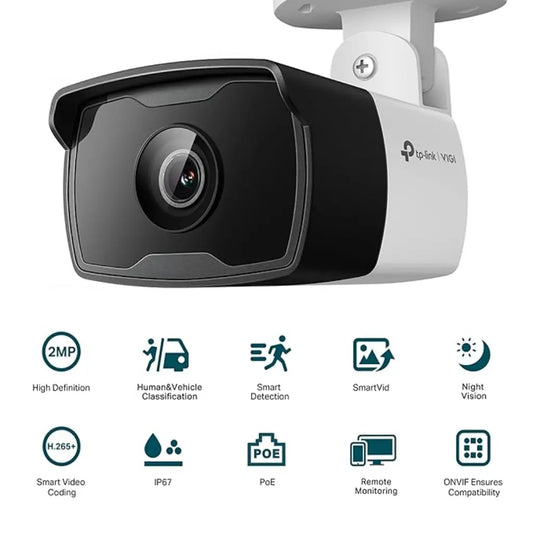 TP-Link VIGI C320I 2MP Outdoor IR Bullet Network Camera Built-In Microphone IP67 Weatherproof-tpstech.in