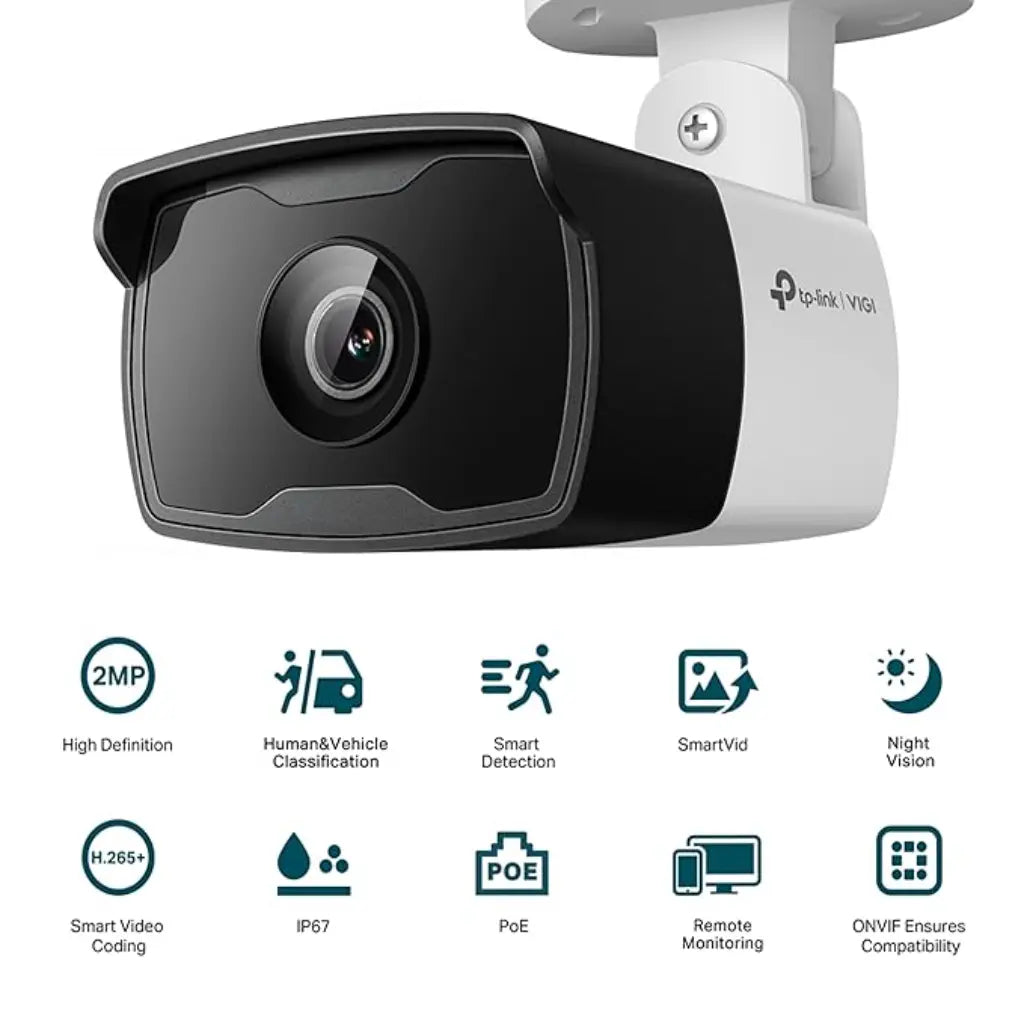 TP-Link VIGI C320I 2MP Outdoor IR Bullet Network Camera Built-In Microphone IP67 Weatherproof-tpstech.in