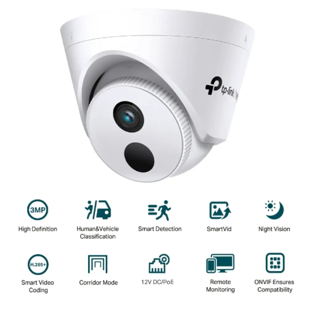 TP-Link VIGI C430I 3MP 2.8mm IR Turret Network Camera with AI Detection and PoE-tpstech.in